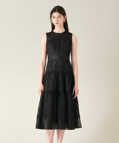 GRACE CONTINENTAL ストライプレースフレアドレス