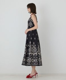 GRACE CONTINENTAL ダマスクパターンプリントワンピース