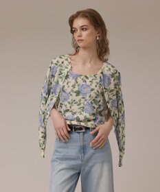 GRACE CONTINENTAL ローズプリントニットカーディガン