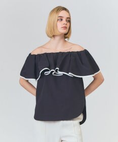 GRACE CONTINENTAL ラッフルトリミングブラウス ブラック