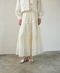 GRACE CONTINENTAL ギャザーレースロングスカート