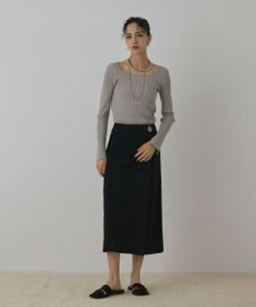 GRACE CONTINENTAL ハイゲージリブニットトップ グレー