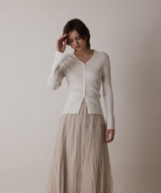 GRACE CONTINENTAL ビジューリブニットトップ