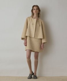 GRACE CONTINENTAL サラサジャガードケープジャケット ベージュ