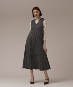 GRACE CONTINENTAL ストライプジャージワンピース グレー