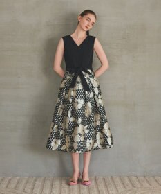 GRACE CONTINENTAL ドットボタニカルジャガードドレス