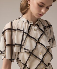 GRACE CONTINENTAL チェックプリントプリーツワンピース