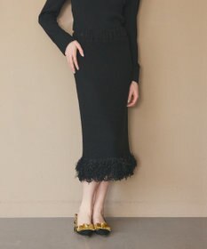 GRACE CONTINENTAL ラメフェザーフリンジスカート