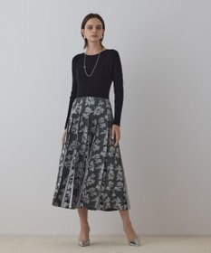 GRACE CONTINENTAL ラメモールニットジャガードワンピース ブラック