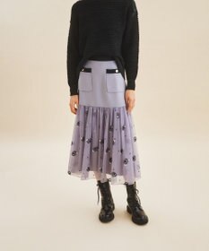 【新品タグ付き】ドットフラワープリーツスカート 【グレースコンチネンタル】 フラワードットembスカート / GRACE CONTINENTAL | GRACE