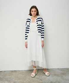 GRACE CONTINENTAL ニットボーダーカーディガン ネイビー