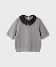 GRACE CONTINENTAL レースカラーラメニットトップ