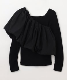 GRACE CONTINENTAL タフタケープ付ニットトップ