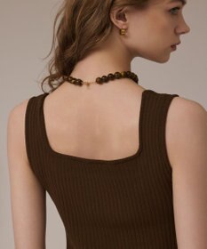 GRACE CONTINENTAL リブフリルニットトップ ブラウン