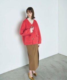 GRACE CONTINENTAL ノーカラーシャギーコート