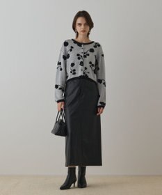 GRACE CONTINENTAL フクレジャガードニットカーディガン ホワイト