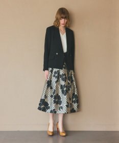 GRACE CONTINENTAL ドットボタニカルジャガードドレス