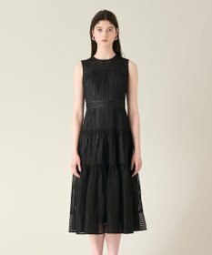 GRACE CONTINENTAL ストライプレースフレアドレス