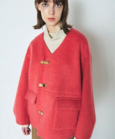 GRACE CONTINENTAL ノーカラーシャギーコート