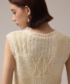 GRACE CONTINENTAL パッチワークニットトップ キナリ