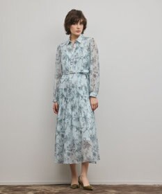 GRACE CONTINENTAL フラワープリントプリーツワンピース
