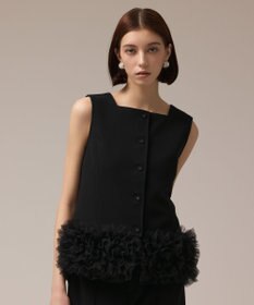 GRACE CONTINENTAL チュールヘムカットトップ ブラック