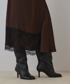 GRACE CONTINENTAL サテンレースニットワンピース