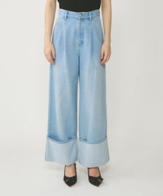 GRACE CONTINENTAL ロールアップワイドパンツ サックス