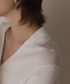 GRACE CONTINENTAL ビジューリブニットトップ