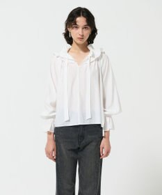 GRACE CONTINENTAL フリルカラーシアーカフタンブラウス