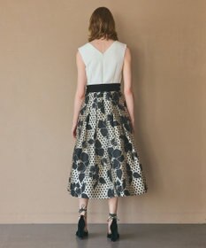 GRACE CONTINENTAL ドットボタニカルジャガードドレス