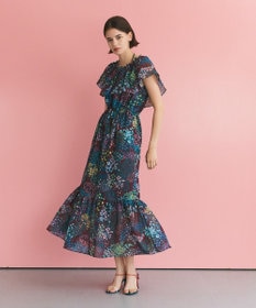 GRACE CONTINENTAL ボタニカルプリントワンピース ブラウン