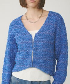 GRACE CONTINENTAL ツイードニットzipカーディガン