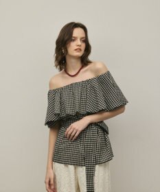 GRACE CONTINENTAL チェックケープブラウス