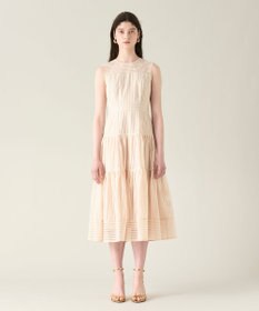 GRACE CONTINENTAL ストライプレースフレアドレス