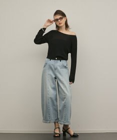 GRACE CONTINENTAL ラメリブクルーニットトップ