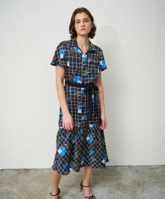 GRACE CONTINENTAL ラインフラワーシャツドレス