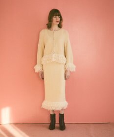 GRACE CONTINENTAL ラメフェザーフリンジスカート
