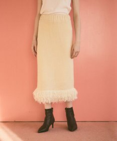 GRACE CONTINENTAL ラメフェザーフリンジスカート