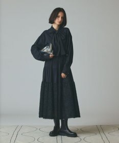 GRACE CONTINENTAL フェザージャガードコンビスカート ブラック