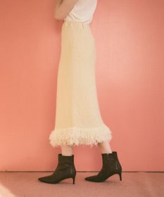 GRACE CONTINENTAL ラメフェザーフリンジスカート