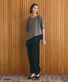 GRACE CONTINENTAL バイカラーアシメトップ カーキ