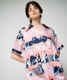 GRACE CONTINENTAL マリンプリントシャツドレス