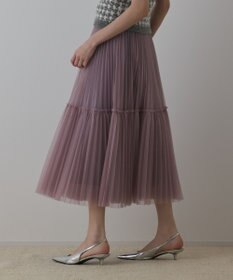 GRACE CONTINENTAL チュールティアードスカート パープル