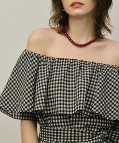 GRACE CONTINENTAL チェックケープブラウス