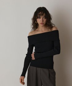 GRACE CONTINENTAL オフショルリブニットトップ