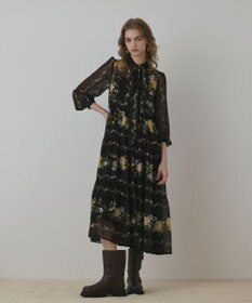 GRACE CONTINENTAL フラワープリントティアードワンピース