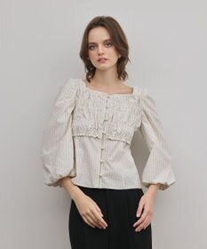 GRACE CONTINENTAL ラメドットタフタジャガードトップ キナリ