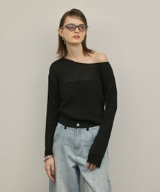 GRACE CONTINENTAL ラメリブクルーニットトップ