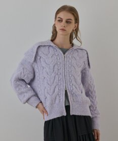 GRACE CONTINENTAL ヘアリーニットコクーンジャケット ラベンダー